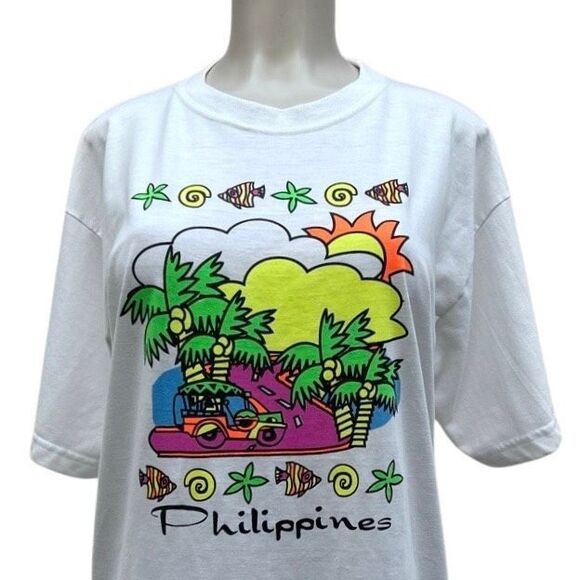 Philippine Crafts Souvenir T-shirt Unisex Small White Summer Tropical Graphics - Picture 4 of 14